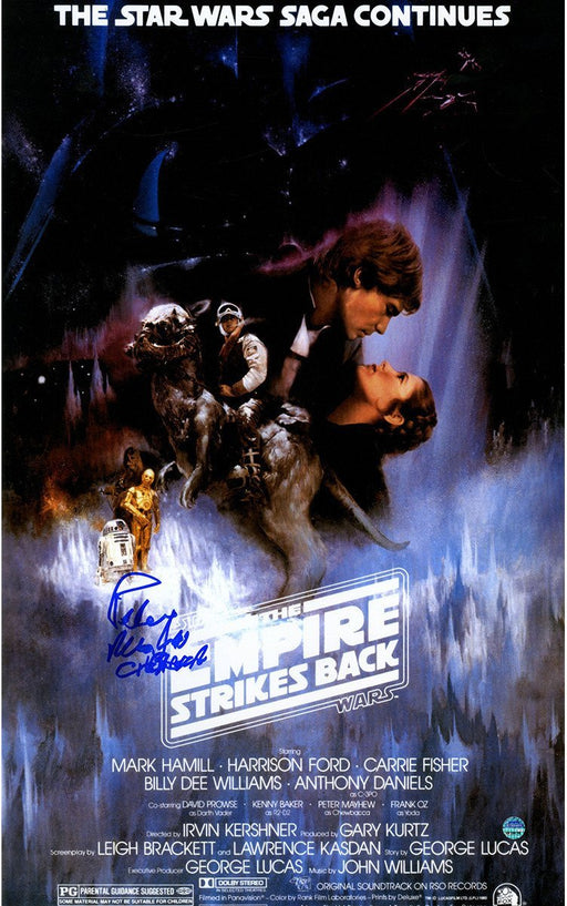 Peter Mayhew Signed Chewbacca Star Wars Episode V The Empire Strikes Back 11x17 Movie Poster Photo