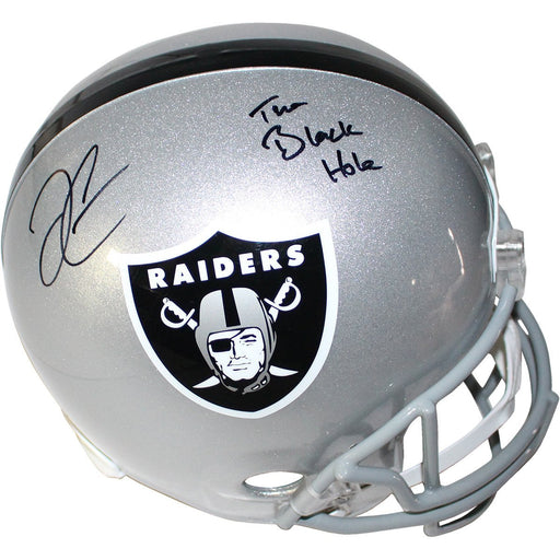 Derek Carr Signed Oakland Raiders Full Size Replica Helmet w/ "The Black Hole" Insc