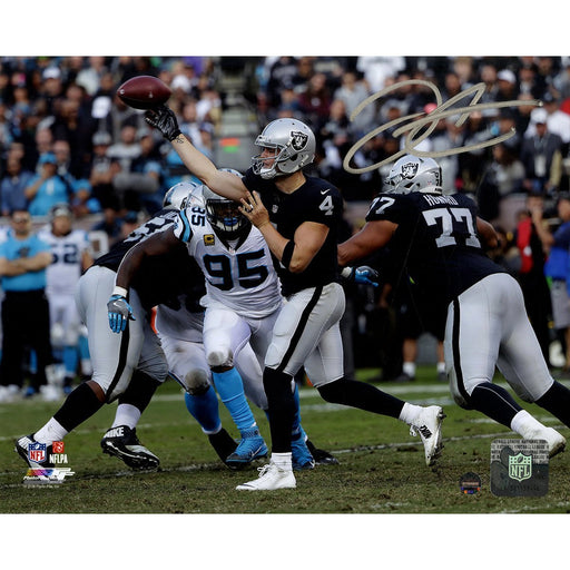 Derek Carr Signed Oakland Raiders 'Pass Vs. Panthers' 8x10 Photo