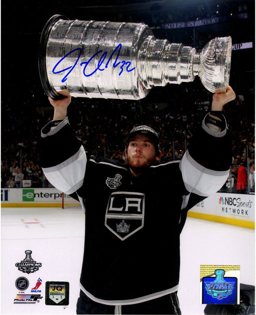 Jonathan Quick Signed Holding Stanley Cup Trophy Vertical 16x20 Photo (JQ Holo Only)