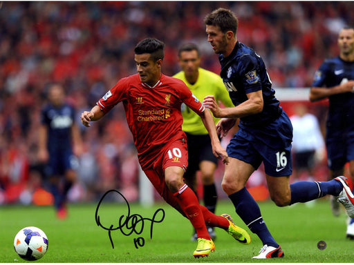 Philippe Coutinho In Action Signed Liverpool Photo vs Manchester United 12x16 Photo ( Icons Auth & Third Party Holo)