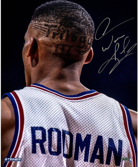 Dennis Rodman Close-Up Trilogy Haircut Signed 16x20 Photo w/ "Worm" Insc.