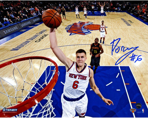 Kristaps Porzingis Signed Knicks Dunk vs. Hawks 8x10 Photo