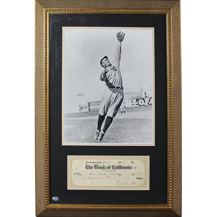 Ty Cobb Signed Framed 1935 Check 18x26 Collage JSA