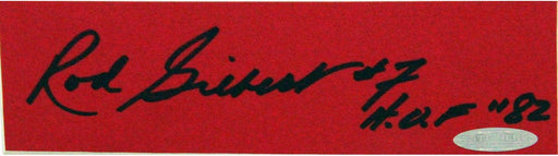 Rod Gilbert Red Cut Signature w/ "HOF" Insc.