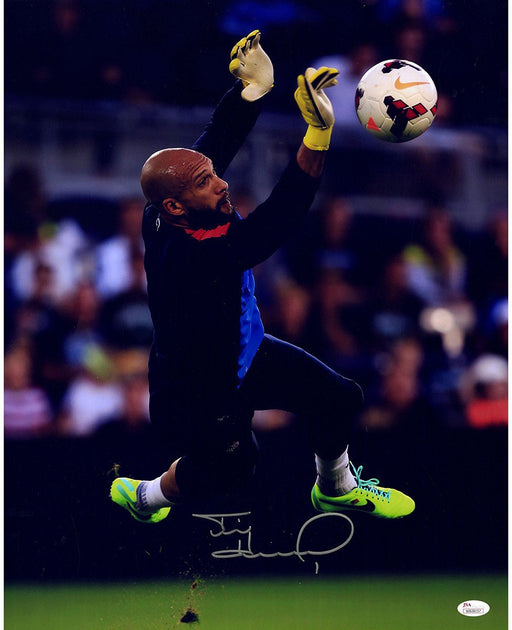 Tim Howard Signed Dive Saving Ball Vertical  16x20 Photo ( JSA)