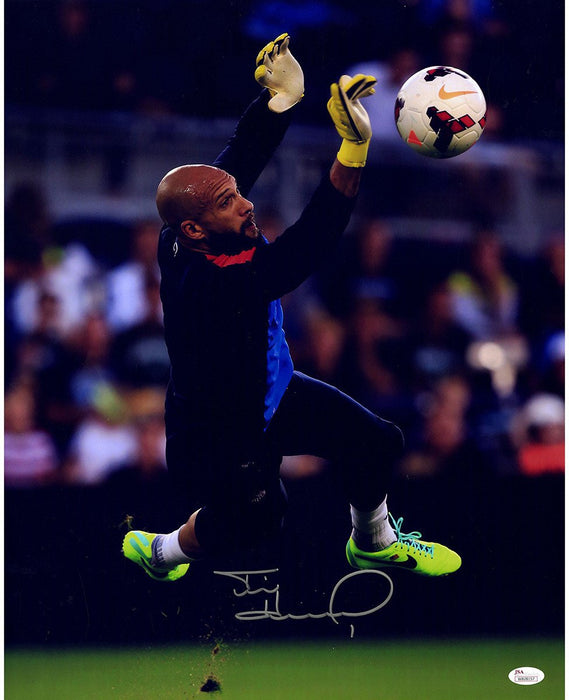 Tim Howard Signed Dive Saving Ball Vertical  16x20 Photo ( JSA)