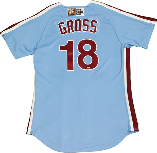 Greg Gross Jersey - Phillies 2011 Civil Rights Game Worn #18 Light Blue Jersey (46) (FJ180854)