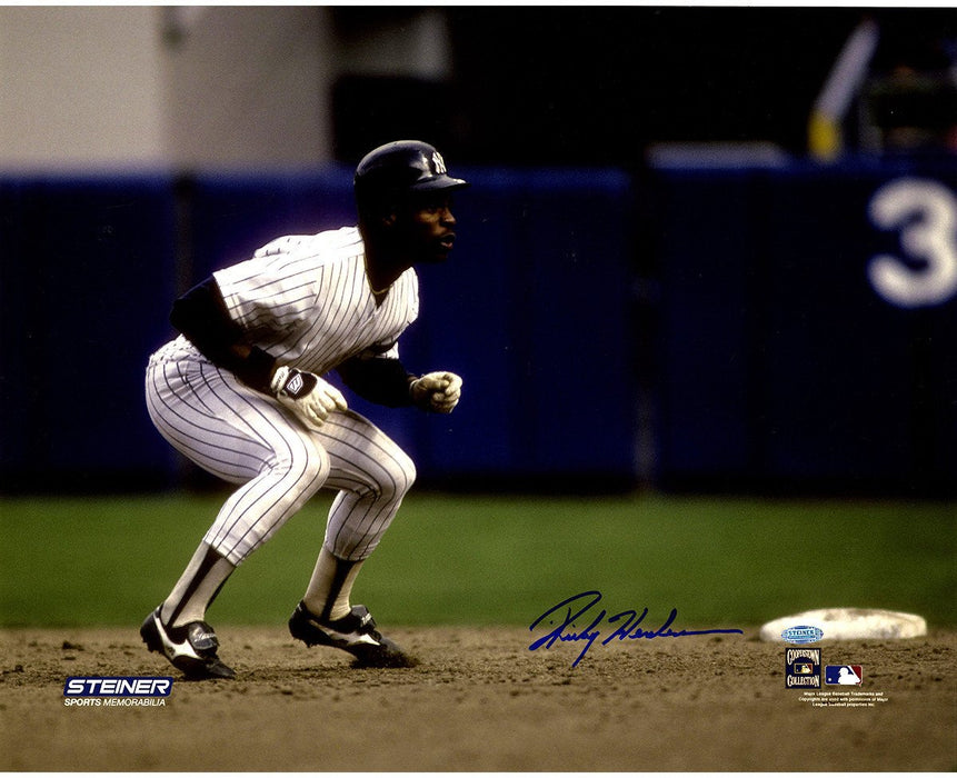 Rickey Henderson Signed Leading Off Of 2nd Base 16x20 Photo