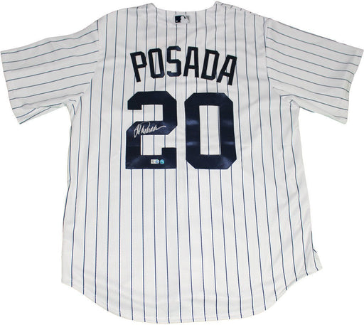 Jorge Posada Signed Posada Retirement Logo Replica Home Yankees Jersey MLB Auth