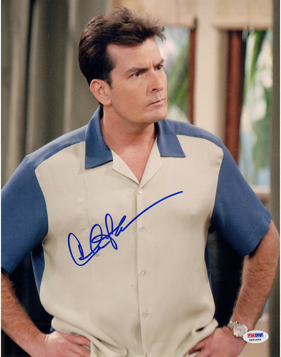 Charlie Sheen Signed Two and a Half Men Vertical 11x14 Photo  (PSA/DNA Holo)