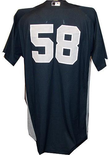 Dave Eiland #58 Yankees 2010 Spring Training Game Used Road Navy Jersey (Silver Logo) (48)