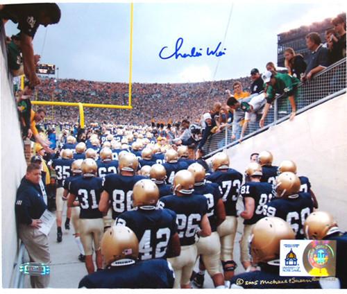 Charlie Weis Watching Team Walk out of Tunnel 8x10 Photo