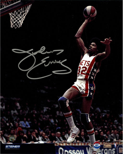 Julius Erving New York Nets Soars to Basket Signed 8x10 Photo