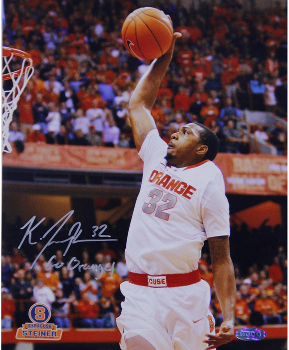 Kris Joseph Syracuse White Jersey Dunk Vertical 8x10 Photo w/ "Go Orange" Insc.