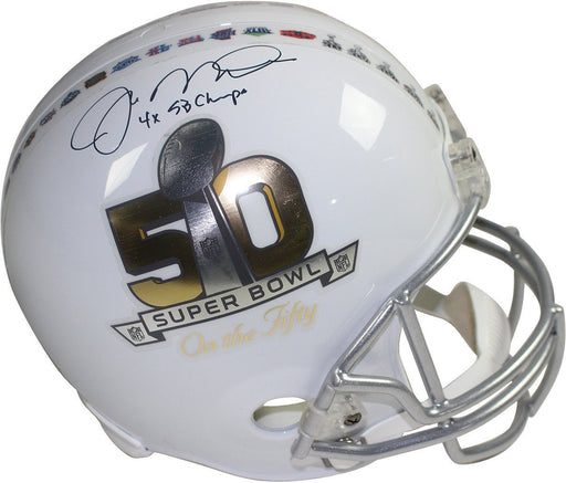 Joe Montana Signed Replica SB50 On the 50 Helmet w/ 4x SB Champs Insc