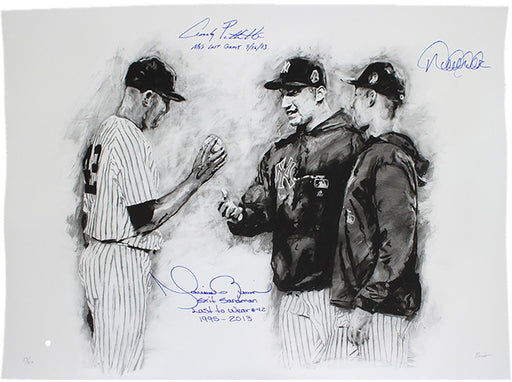 Derek Jeter  Mariano Rivera  Andy Pettitte Signed and Inscribed Limited Edition 26x36 Hintz Studios Fine Art Print (LE/100)