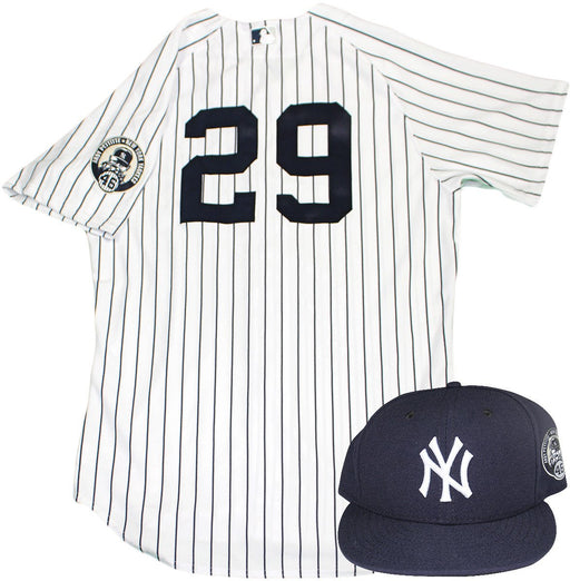 Dustin Ackley Uniform - NY Yankees 2015 Game Issued #29 Jersey and Hat w/ Pettitte Retirement Patch (8/23/2015)