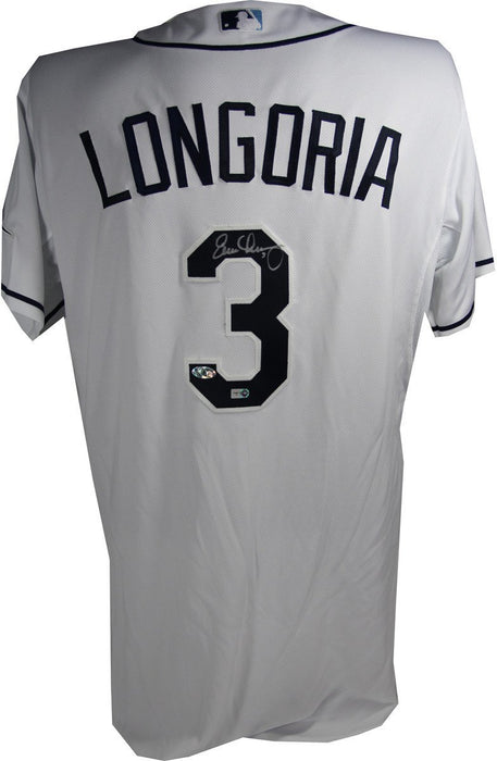 Evan Longoria Rays Authentic White Cool Base Jersey (MLB Auth; Longoria Holo)