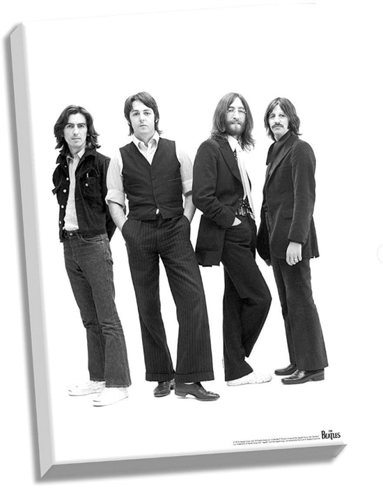 The Beatles 1969 Group Pose White Background Stretched 24x36 Canvas