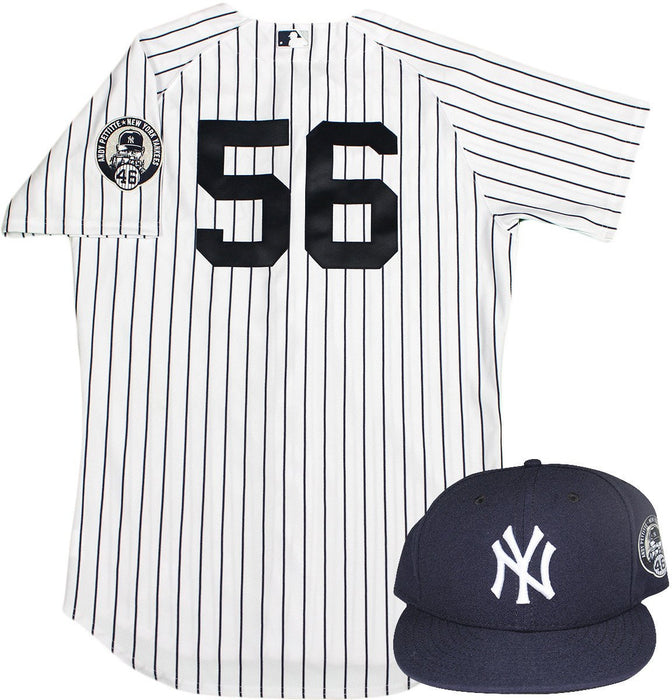 Tony Pena Uniform - NY Yankees 2015 Game Used #56 Jersey and Hat w/ Pettitte Retirement Patch (8/23/2015)