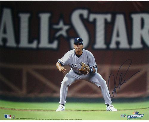 Alex Rodriguez Signed Fielding w/ All-Star in Background 16x20 Photo (MLB Auth)