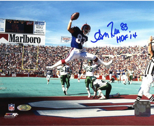 Andre Reed Horizontal Jump in End Zone Bills 8x10 w/"HOF 14"Insc.