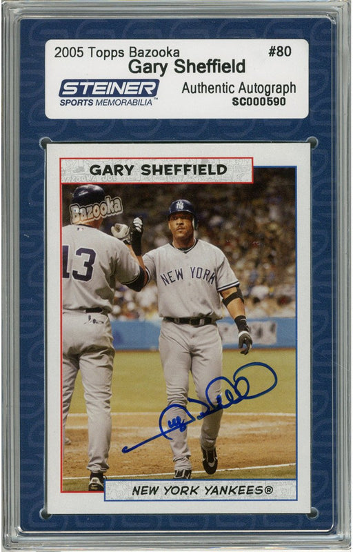 Gary Sheffield Signed 2005 Topps Card - Yankees - Fist Bump - "Bazooka" (Slabbed by Steiner)