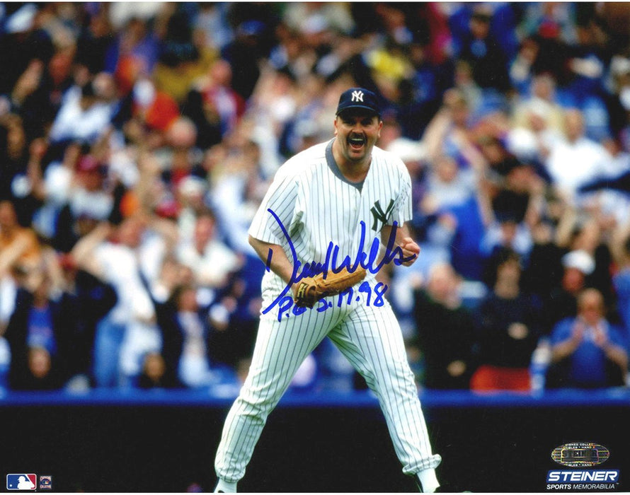 David Wells Signed Fist Pump 8x10 Photo w/ "P.G. 5.17.98" insc.