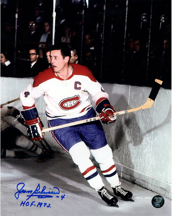 Jean Beliveau Signed Skating 8x10 Photo w/ "HOF 1972" Insc (Frozen Pond Auth)