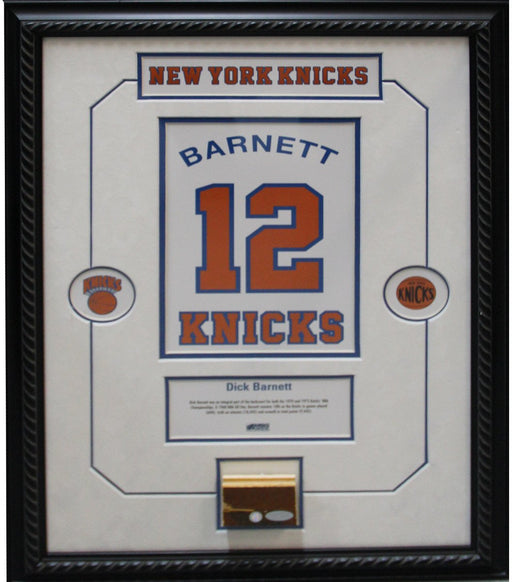 Dick Barnett Retired Number NY Knicks Championship Court Piece 14x20 Framed Collage w/ Nameplate