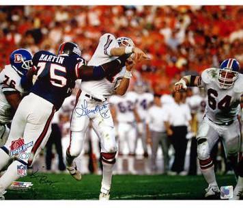 George Martin SB XXI Hit on Elway Horizontal 16x20 Photo (Signed by Ken Regan)