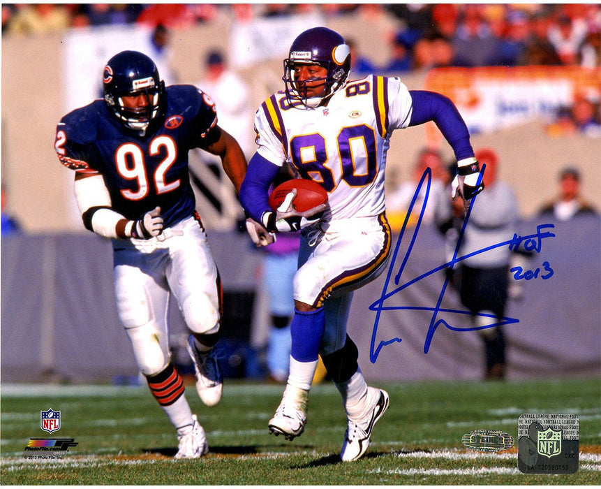 Cris Carter Running vs. Bears Defender 8x10 Photo w/ HOF Insc.