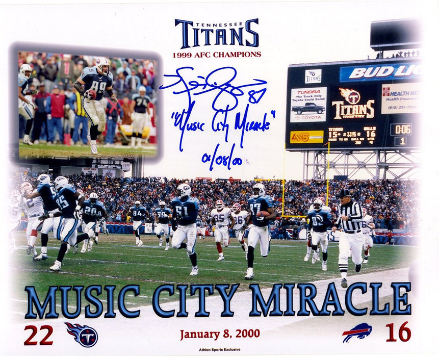 Kevin Dyson Signed Tennessee Titans Music City Miracle 8x10 Photo w/ "Music City Miracle   01/08/00"Insc. ( Athlon Cert Only)