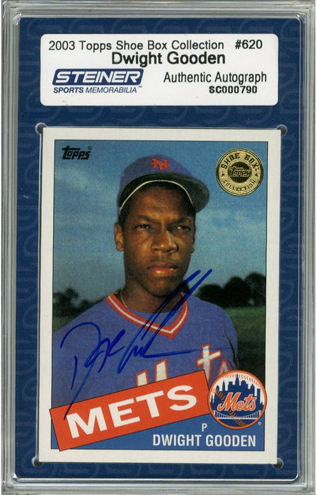 Dwight Gooden Signed 2003 Topps Card - Mets - "Shoe Box Collection" - Portrait (Slabbed by Steiner)