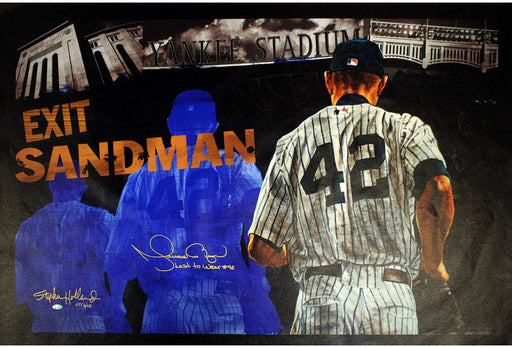 Mariano Rivera Signed Stephen Holland Exit Sandman Giclee 25x44 Canvas w/ “Last To Wear #42” Insc. (LE NYY of 42)