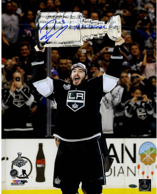 Drew Doughty Signed Los Angeles Kings 2014 Stanley Cup Overhead 16x20 Photo w/ 14 SC ChampInsc