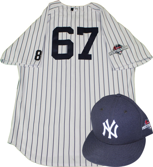 James Pazos Jersey - NY Yankees 2015 Game Used #67 Pinstripe Jersey with Yogi Berra #8 Commemorative Patch & Postseason Patch (10/6/2015) (HZ998900)