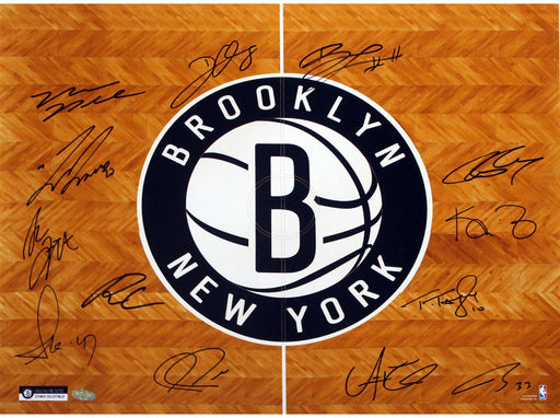 Brooklyn Nets Team Signed “B” Logo Over Court Floor 16x20 Photo