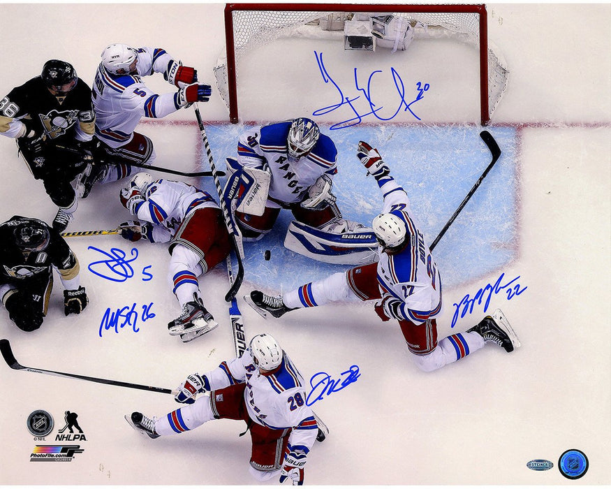 New York Rangers Multi Signed Key Moment in Game 7 vs. Penguins 16x20 Photo (5 Sigs)