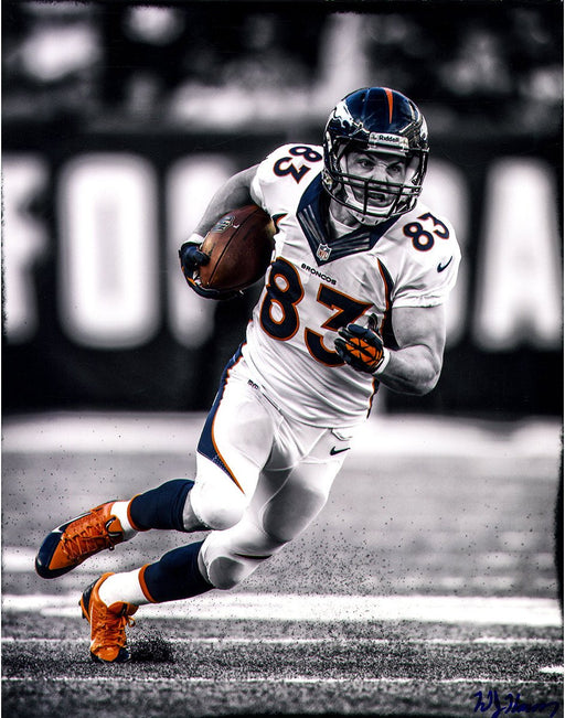 Wes Welker Running Black and White with Color Accents 11x14 Photo Uns (Signed by William Hauser)