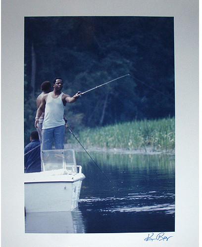 Ken Regan Signed Hank Aaron Fishing Vertical 16x20 Photo