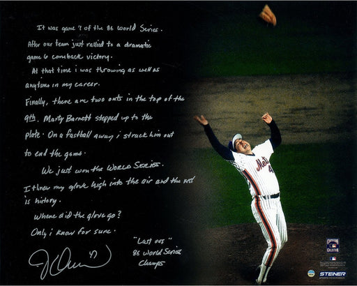 Jesse Orosco Signed 16x20 Last Out Celebration Vertical 16x20 Story Photo w/ Last Out Insc