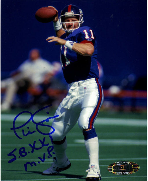 Phil Simms 4x5 Passing Photo w/ "SB XXI MVP" insc