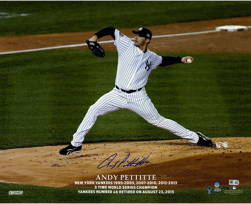 Andy Pettite Signed Pettitte Retirement Logo Pitching Horizontal 16x20 Photo LE/46