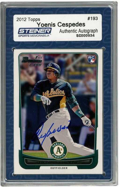 Yoenis Cespedes Signed 2012 Bowman Rookie Card nbr193 Slabbed by Steiner