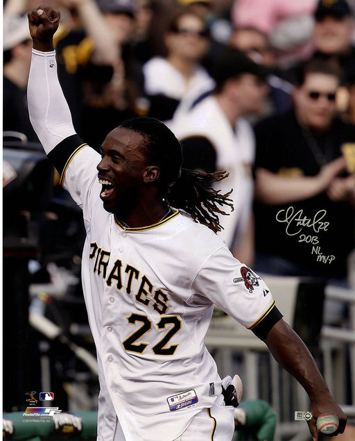 Andrew McCutchen Signed Pittsburgh Pirates Close Up Celebrating 16x20 Photo w/"2013 NL MVP"Insc.( MLB Auth Holo Only)