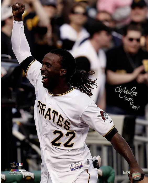 Andrew McCutchen Signed Pittsburgh Pirates Close Up Celebrating 16x20 Photo w/"2013 NL MVP"Insc.( MLB Auth Holo Only)