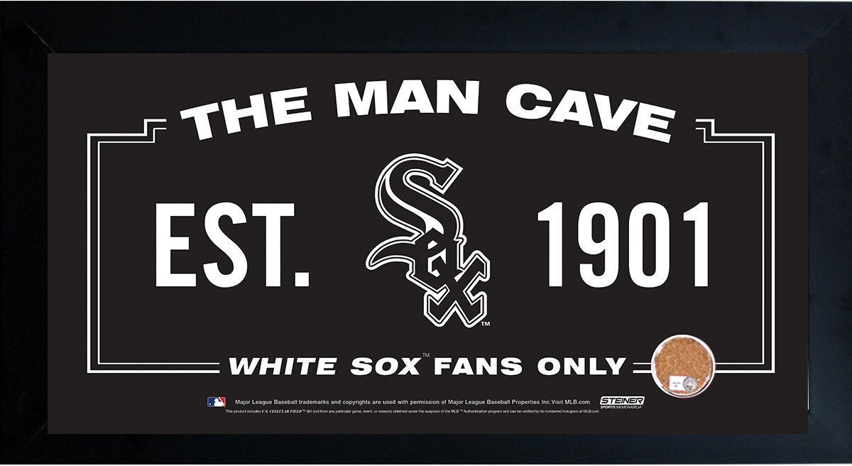 Chicago White Sox Man Cave Framed 10x20 Sign w/ Authentic Game-Used Dirt Capsule (MLB Auth)