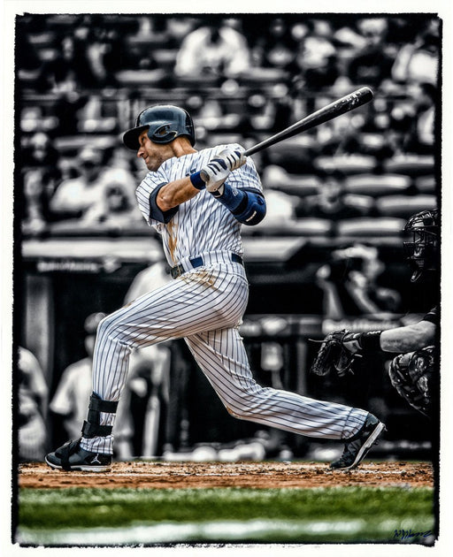 Derek Jeter Veritcal Swinging B/W With Color Accents 16x20 Photo Uns (Signed By William Hauser)